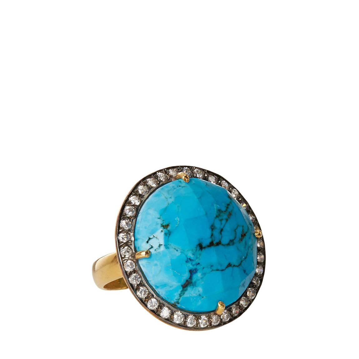 18K Gold Turquoise Round Disc Statement Ring main product photo