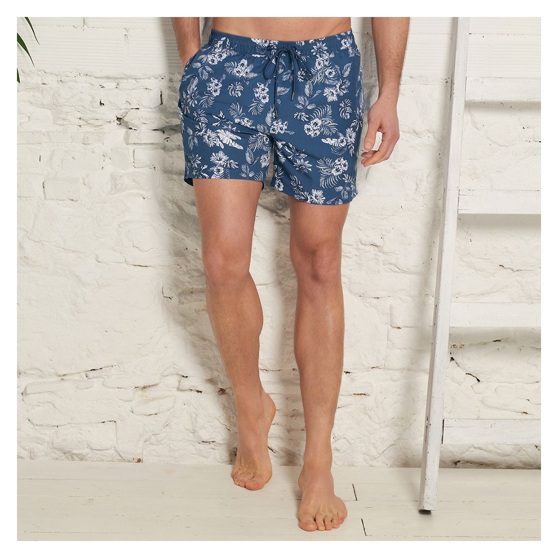 Blue Men's Swimshorts Floral Print main product photo