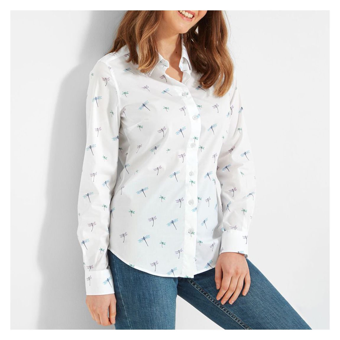 White Norfolk Dragonfly Print Shirt main product photo