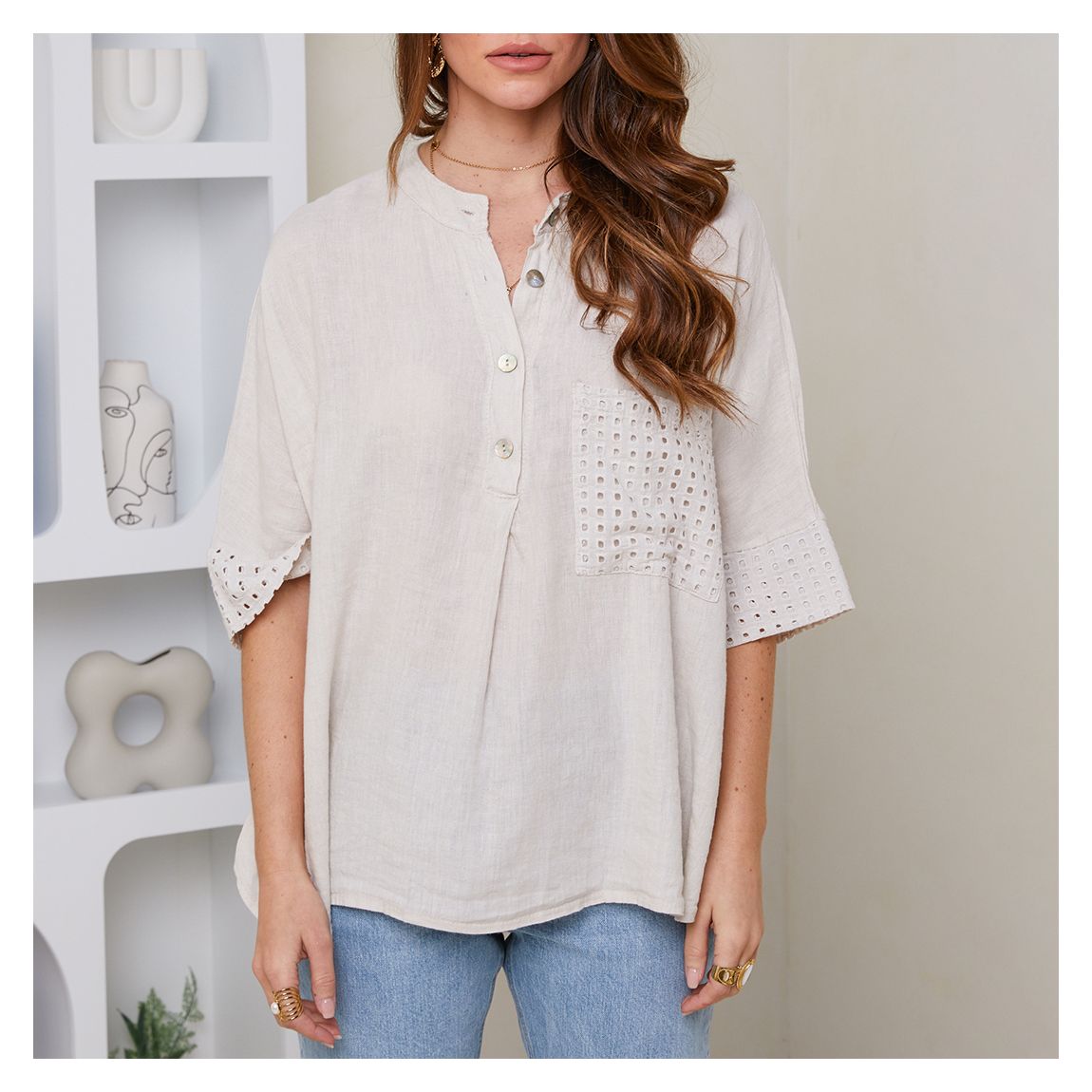 Beige Linen Pocket Shirt main product photo
