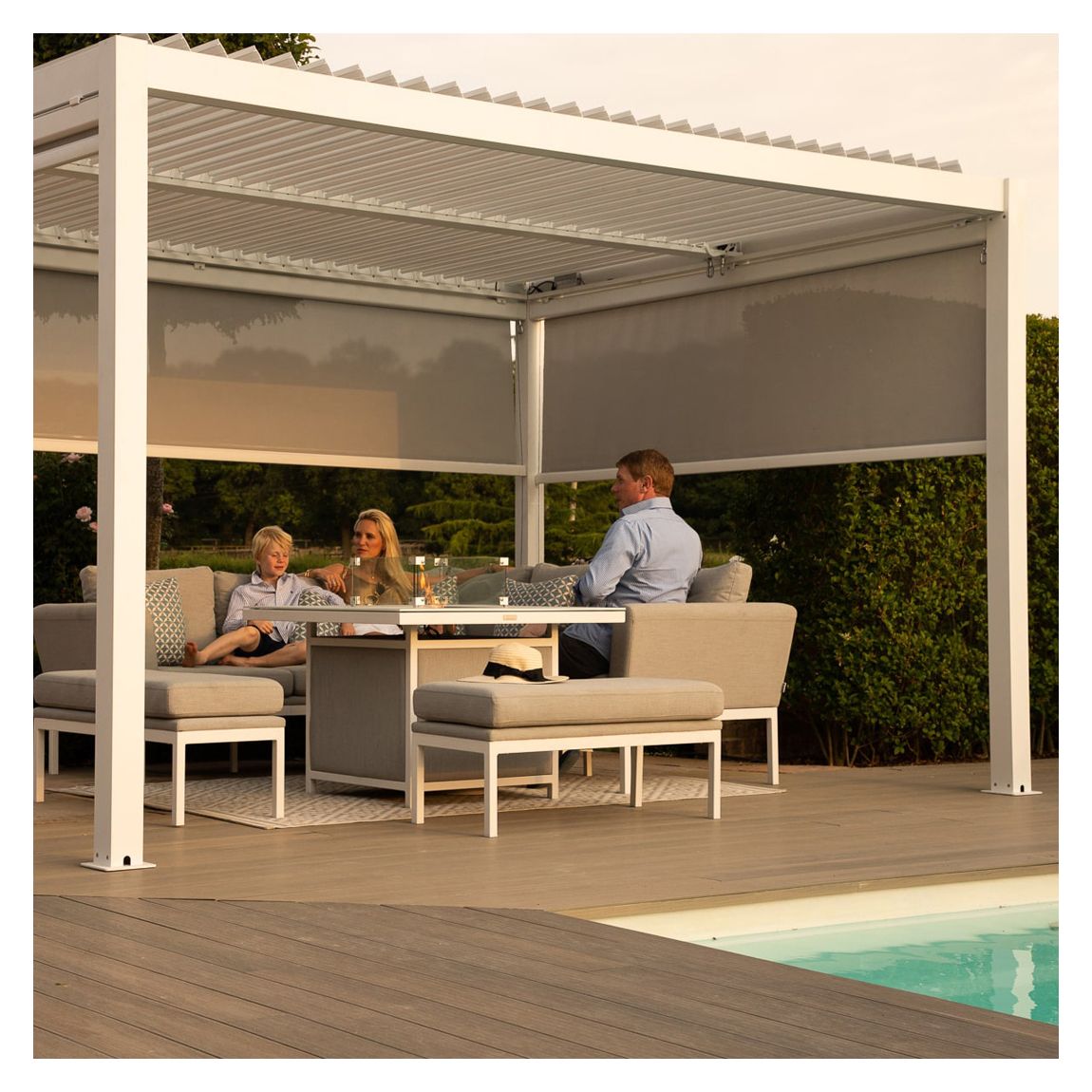 SAVE £599 - Assembly Included, Como Pergola Aluminium Square 30x30 Frame Only - White main product photo