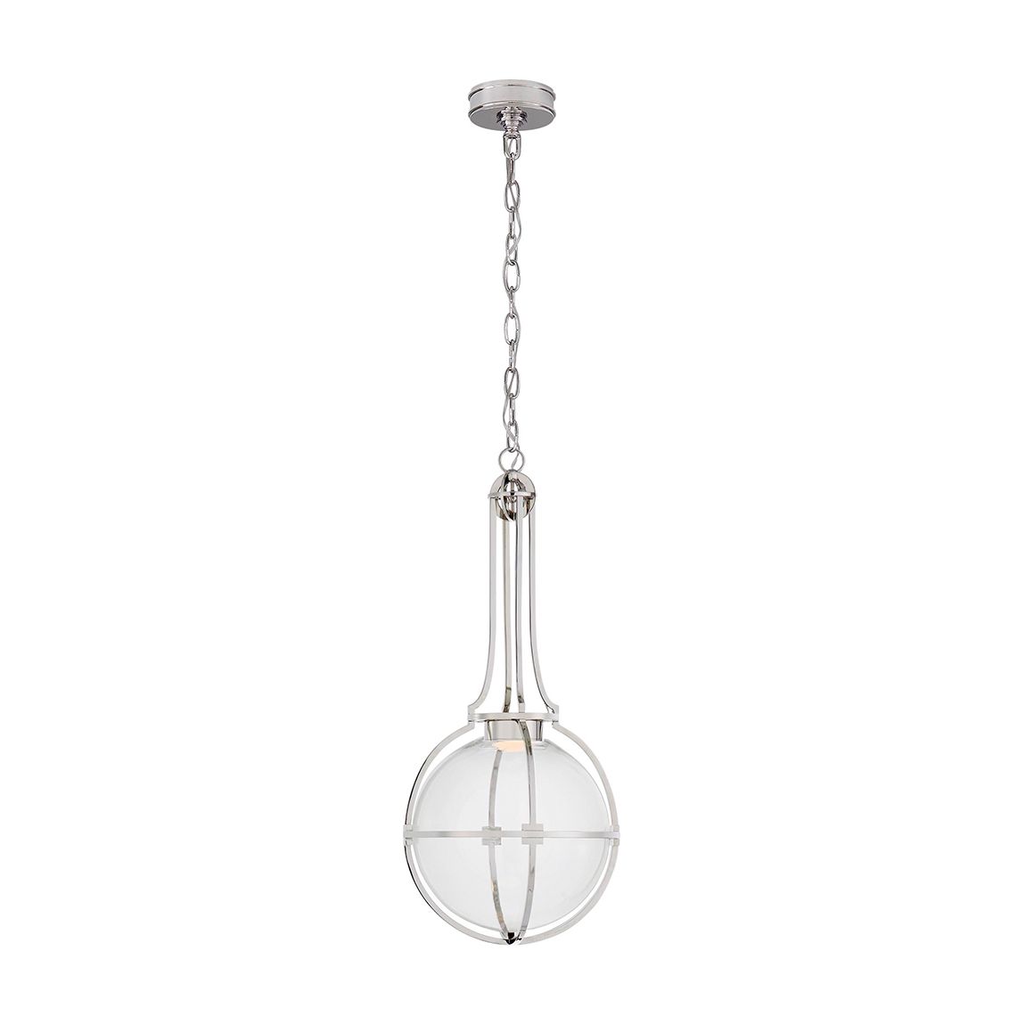 Gracie Medium Captured Globe Pendant in Polished Nickel with Clear Glass main product photo