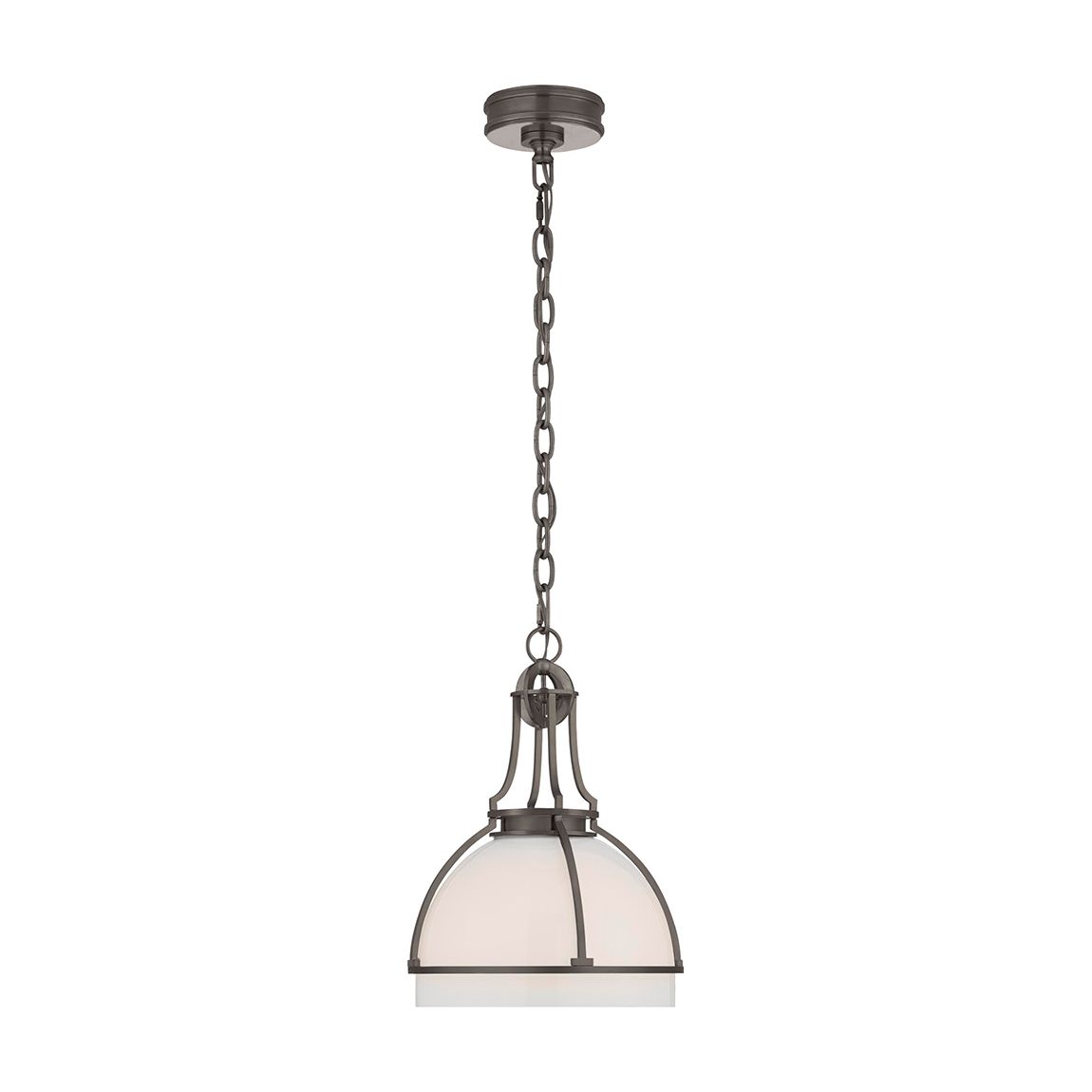 Gracie Medium Dome Pendant in Bronze with White Glass main product photo