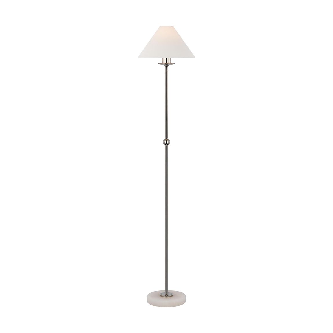 Caspian Medium Floor Lamp in Polished Nickel and Alabaster with Linen Shade main product photo