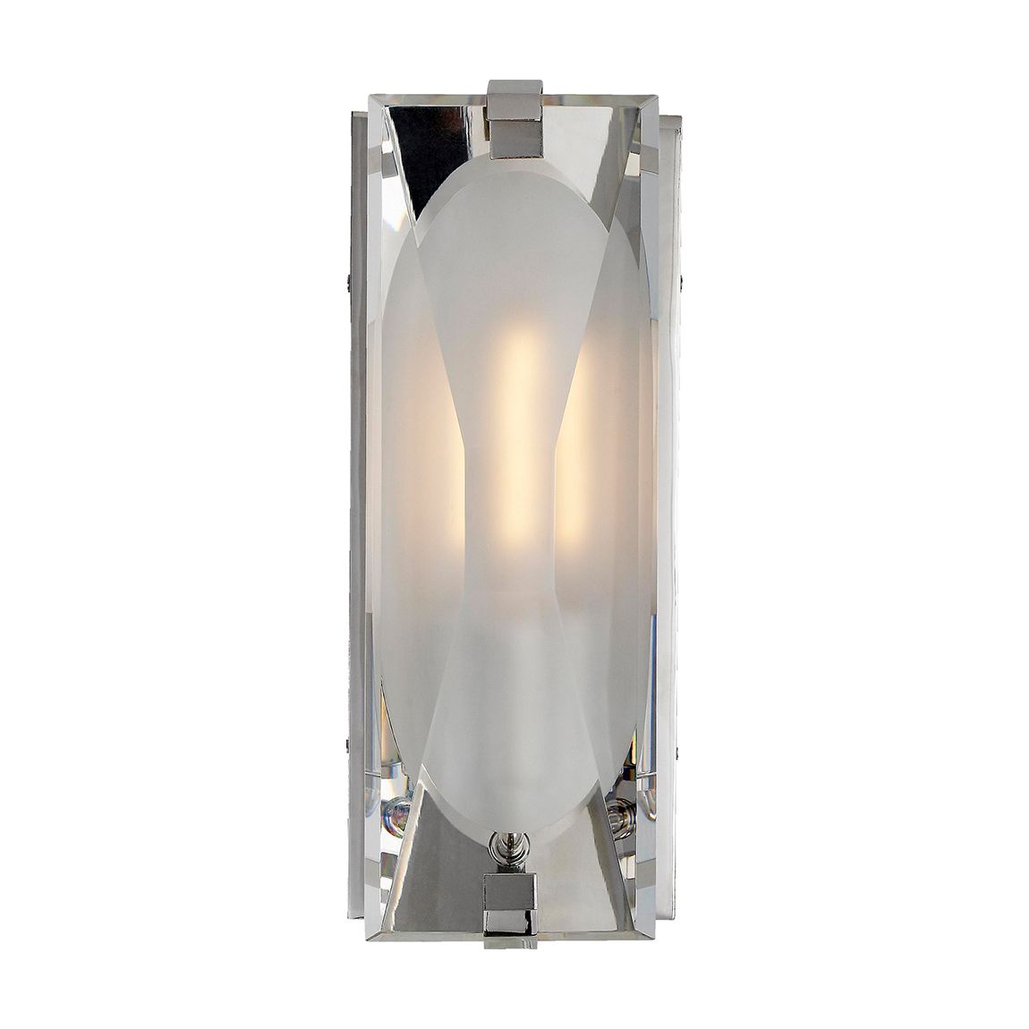 Castle Peak Small Bath Sconce in Polished Nickel with Etched Clear Glass main product photo