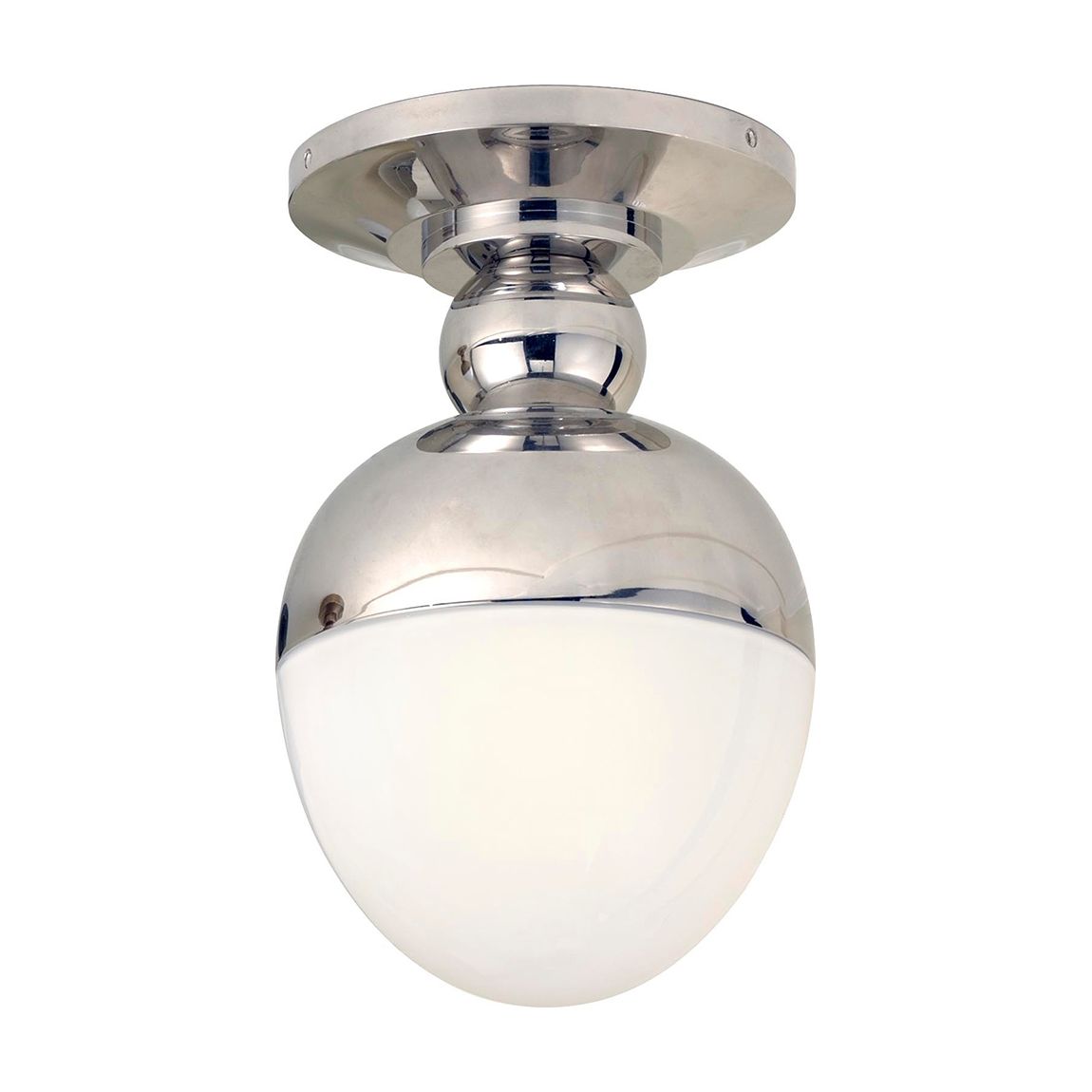 Clark Flush Mount in Polished Nickel with White Glass main product photo