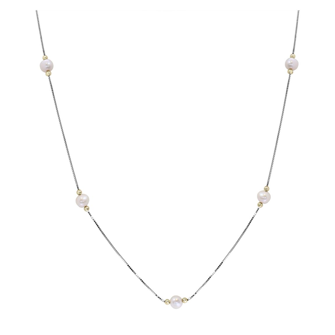 Silver/ Yellow Gold Fresh Water Pearl Necklace main product photo