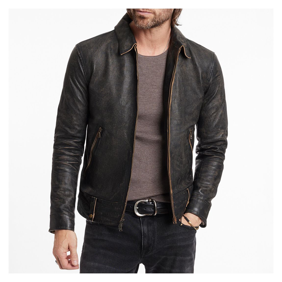 Black Sorcha Leather Blouson Jacket main product photo