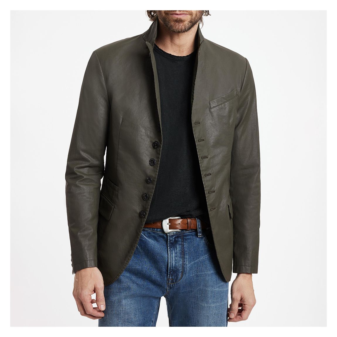 Khaki Slim Fit Coated Cotton Blend Jacket main product photo