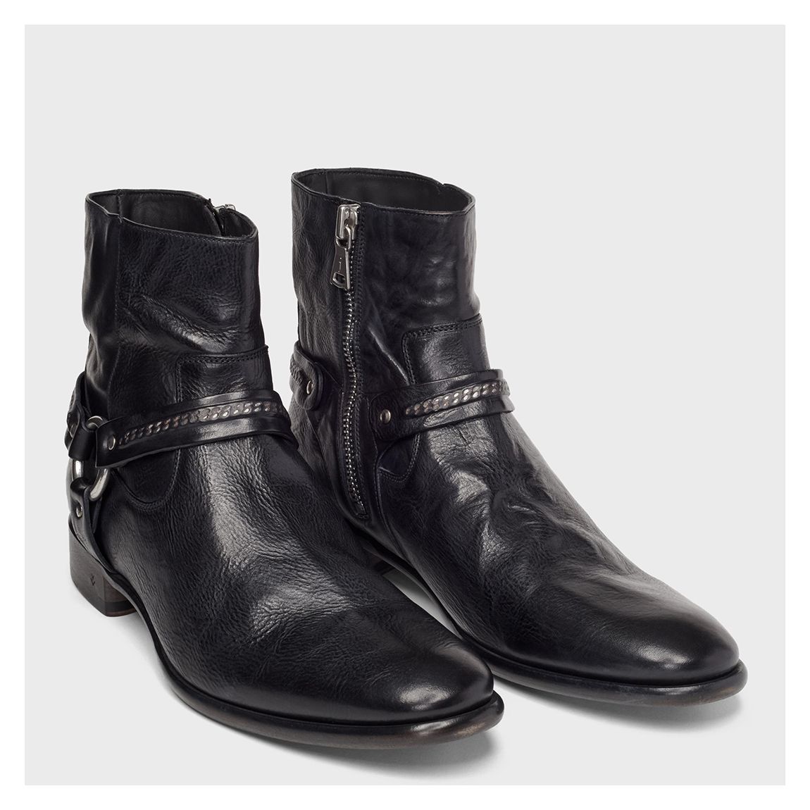 Black Eldridge Harness Leather Boots main product photo