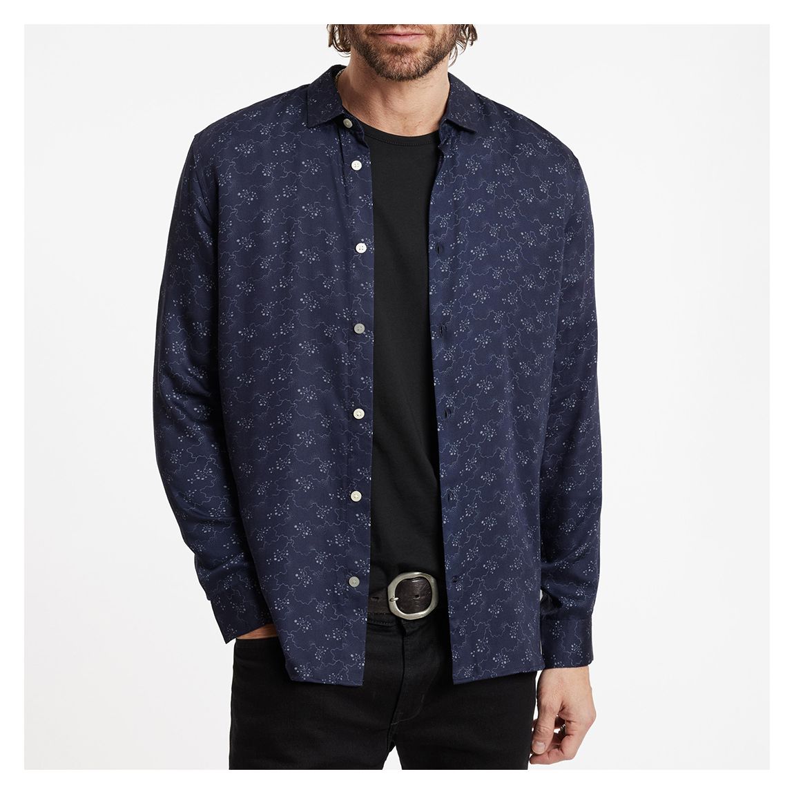 Navy Ross Floral Print Shirt main product photo