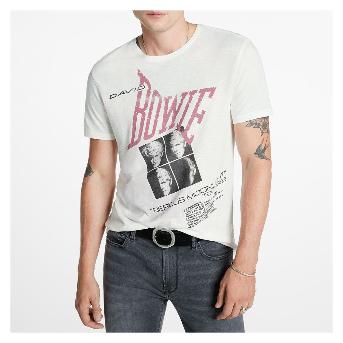 White Bowie Band Cotton T-Shirt main product photo