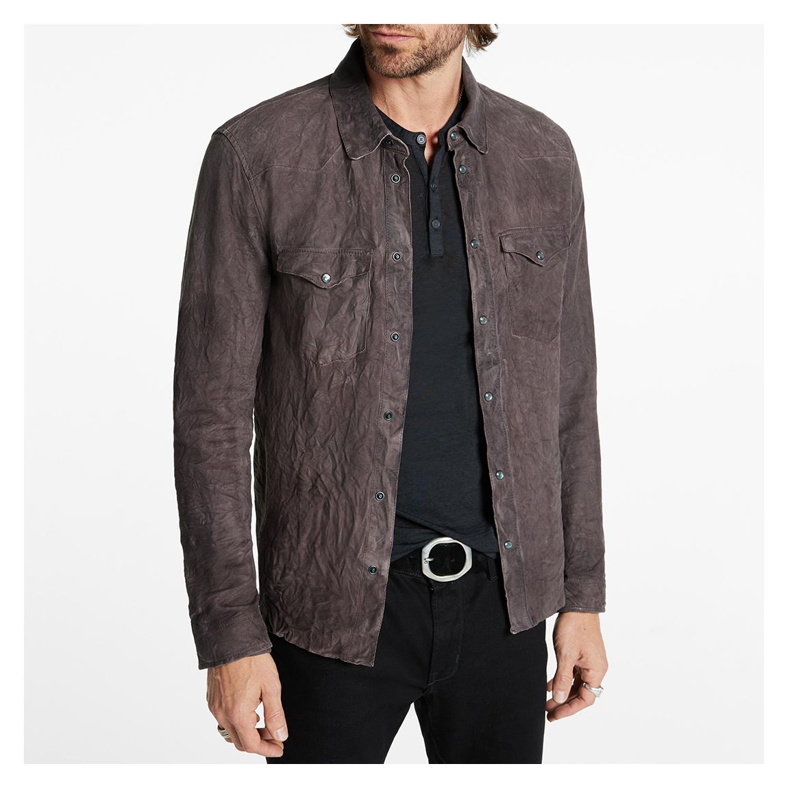 Brown Mason Western Leather Shirt main product photo