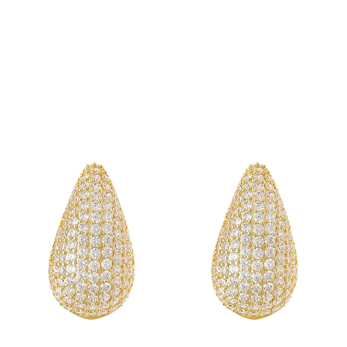 18K Gold Pave Tear Drop Post Earrings main product photo