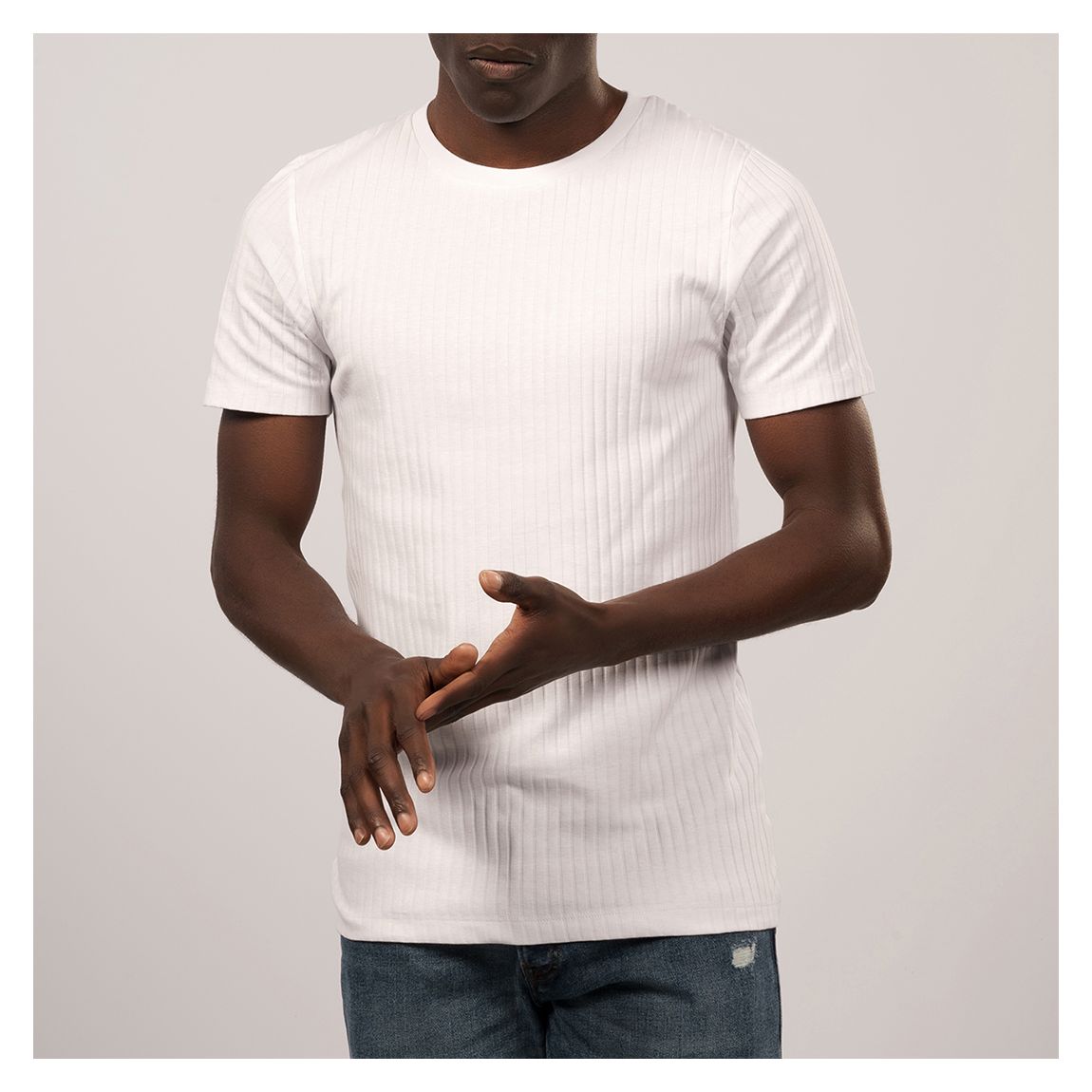 White Ribbed Cotton T-Shirt main product photo