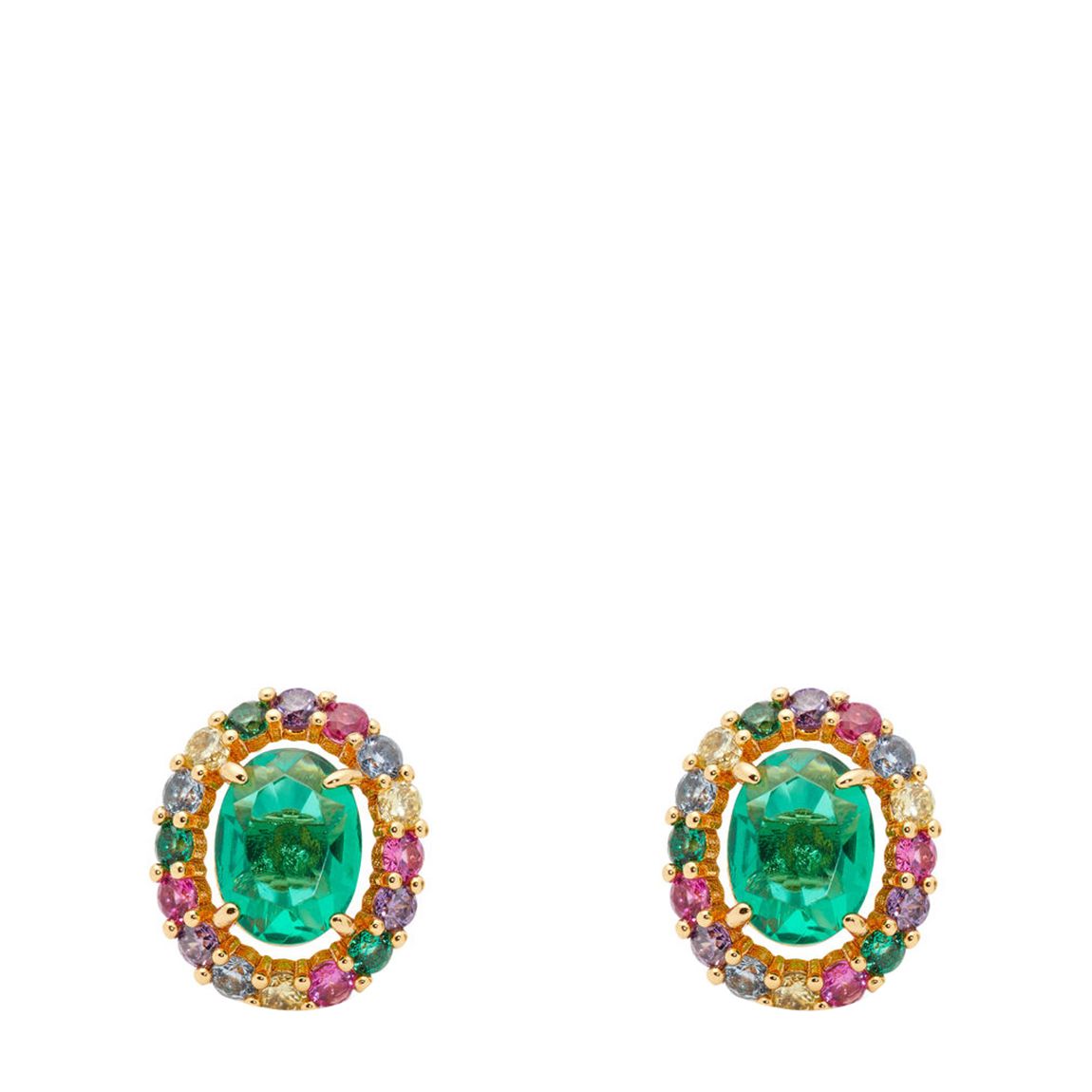 Green Victoria Oval Halo Studs main product photo