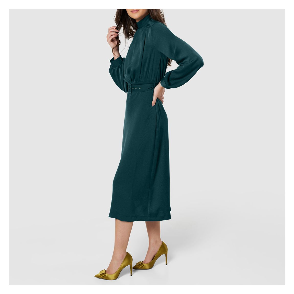 Teal High Neck Midi Dress main product photo