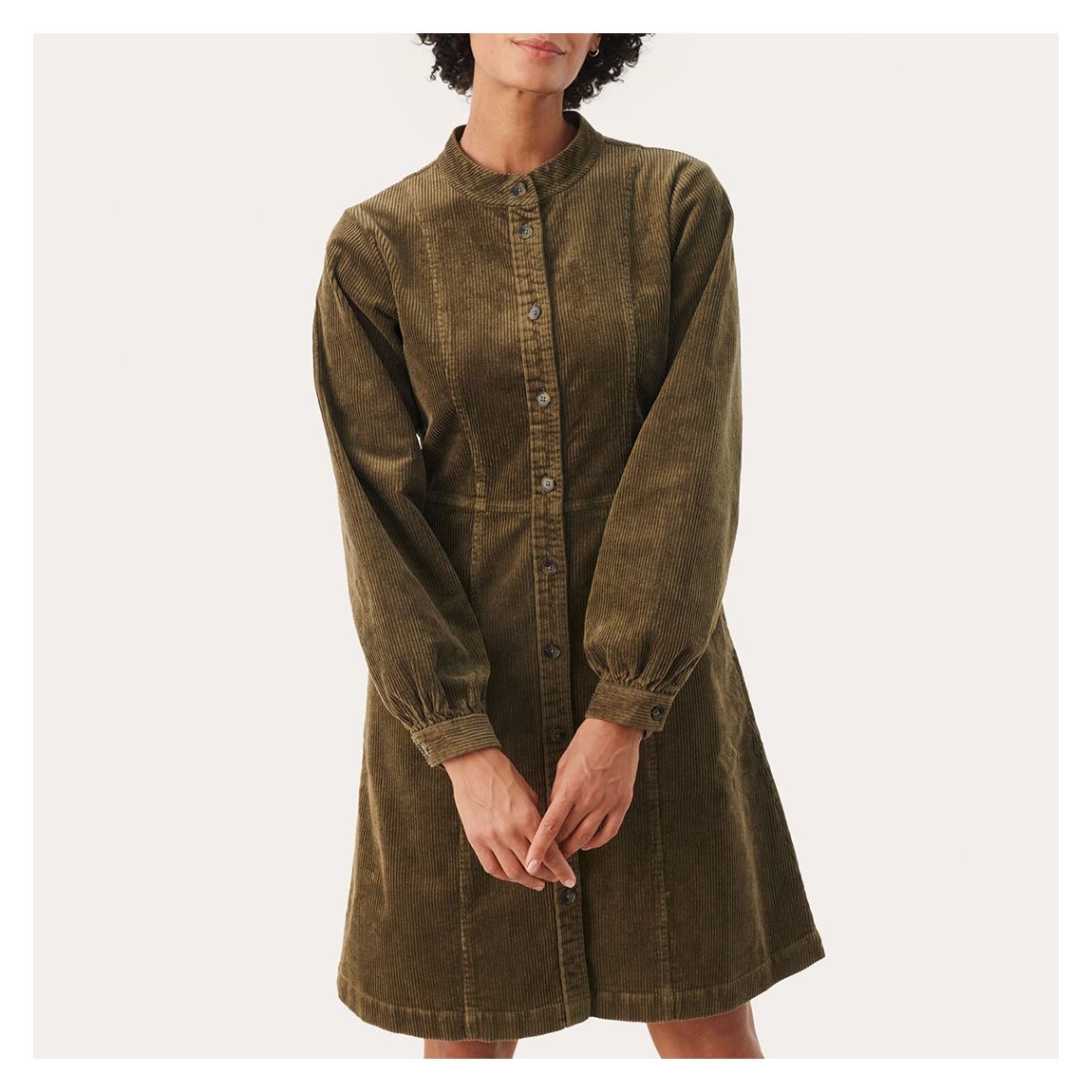 Khaki Ruthia Cotton Blend Mini Dress main product photo