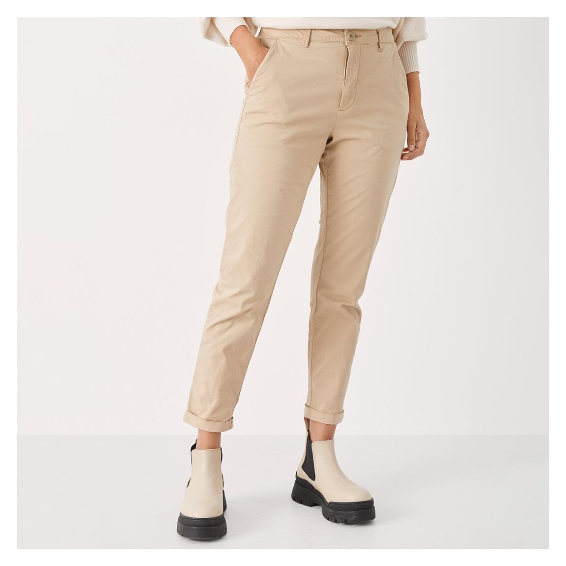 Beige Kirta Stetch Cotton Blend Trousers main product photo