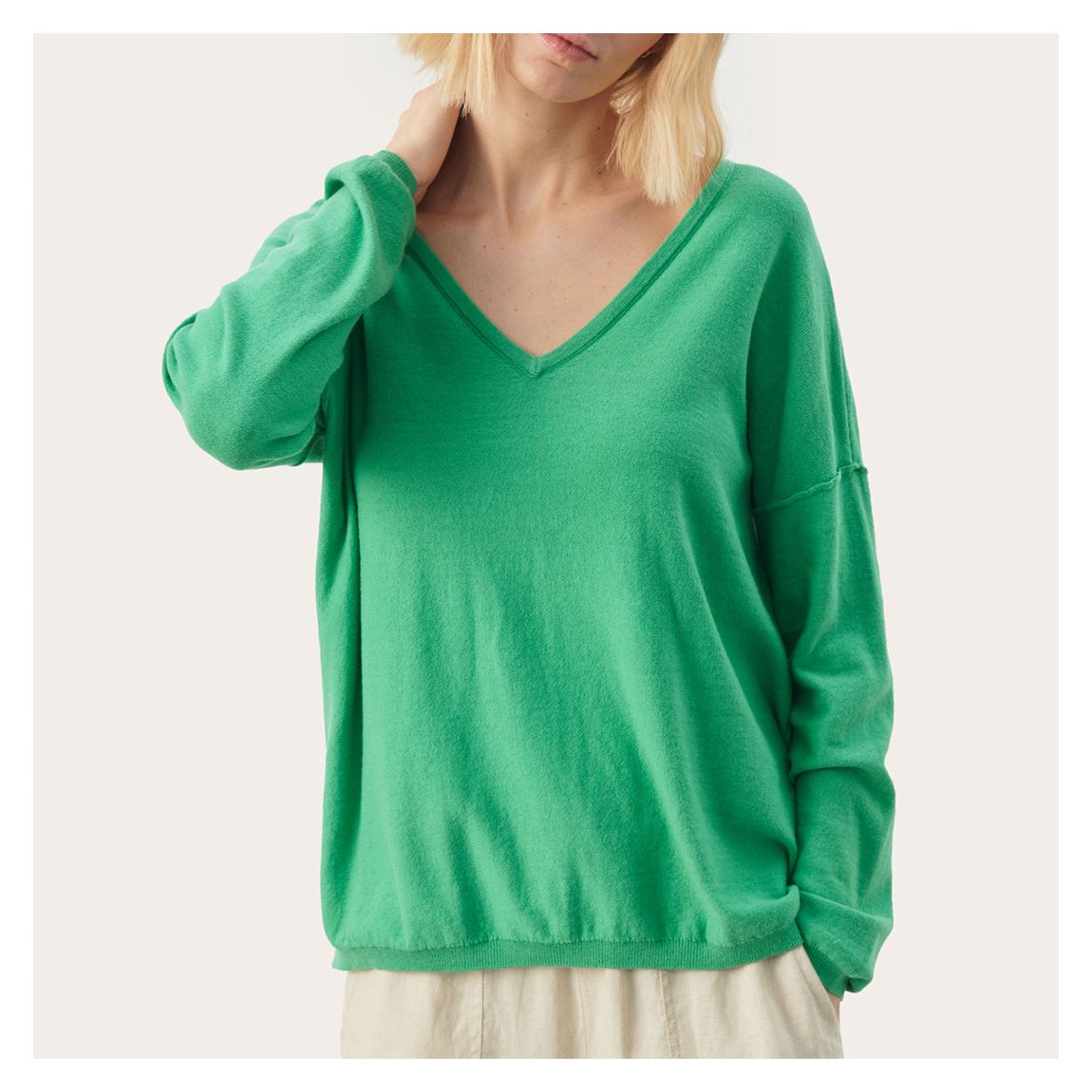 Green Cotton Cashmere Blend Jumper main product photo