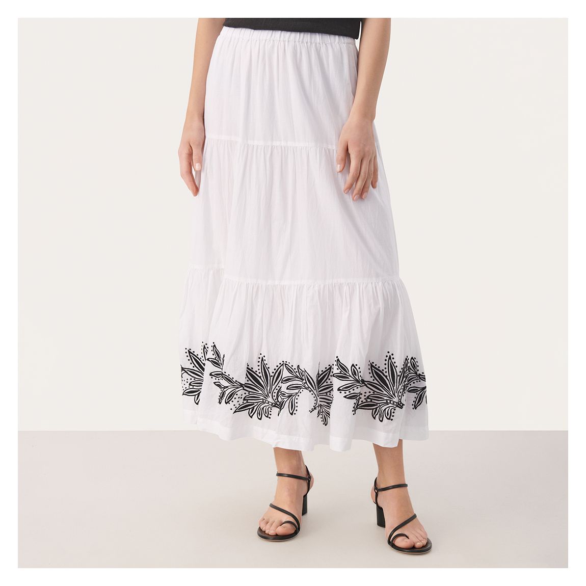 White Embroidered Cotton Skirt main product photo