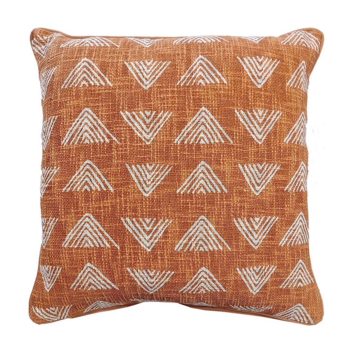 Triangle Print On Loose Weave Orange Cushion, 45 x 45 cm main product photo