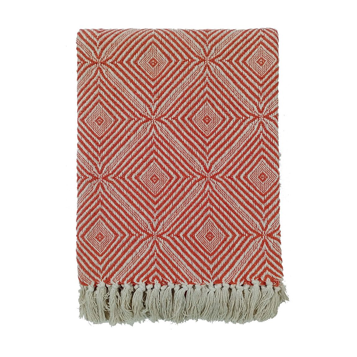 Diamond Pattern Recycled Yarn Rust 130 x 180 cm main product photo