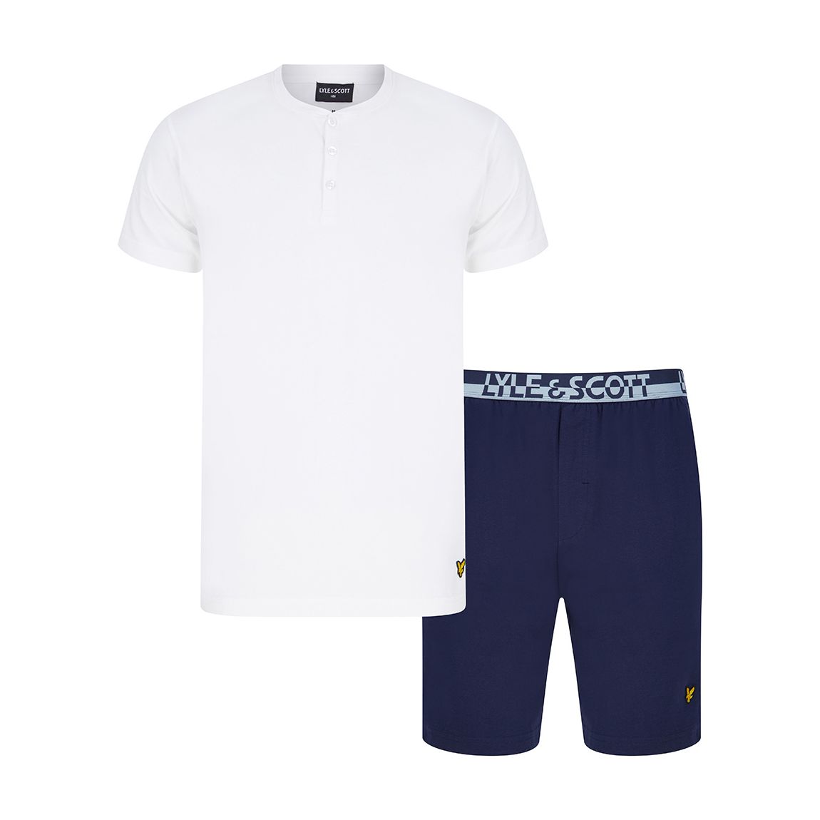 White and Navy Short Sleep Set main product photo