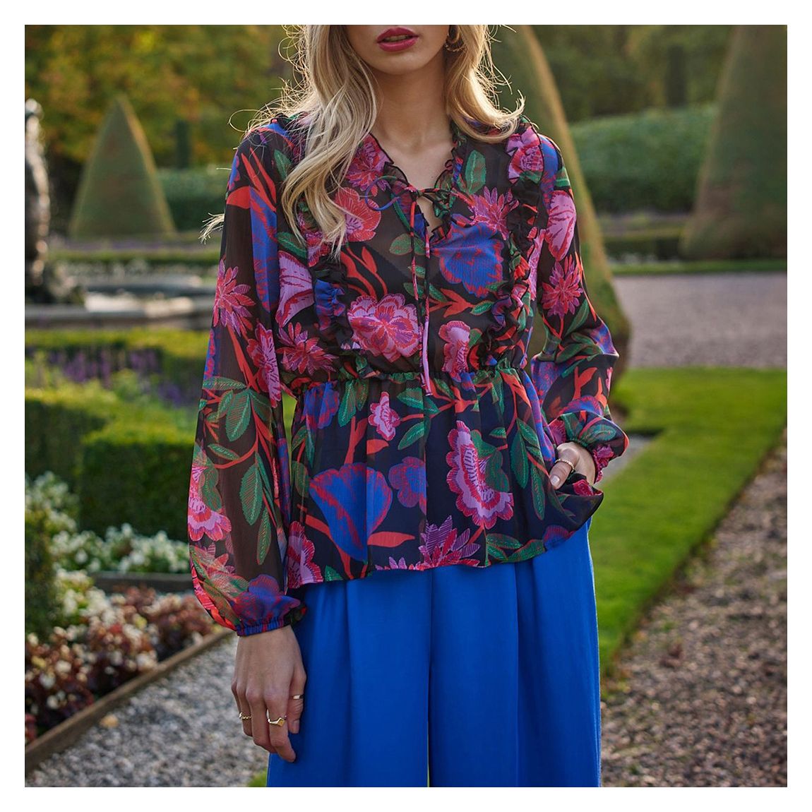 Pink Floral Print Blouse main product photo