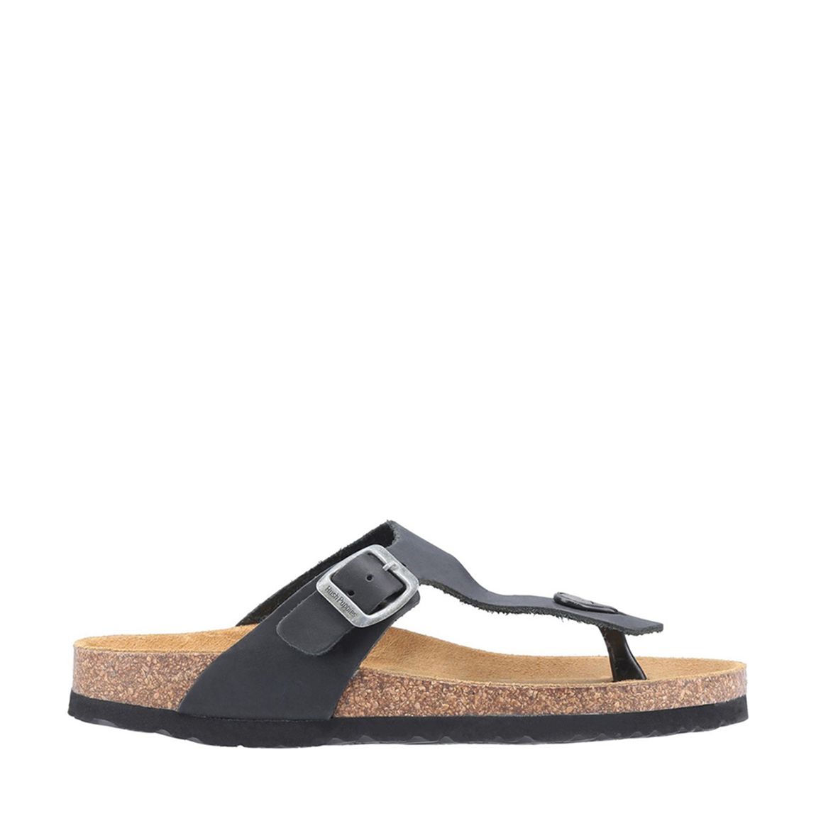 Black Kayla Leather Toe Post Flat Sandals main product photo