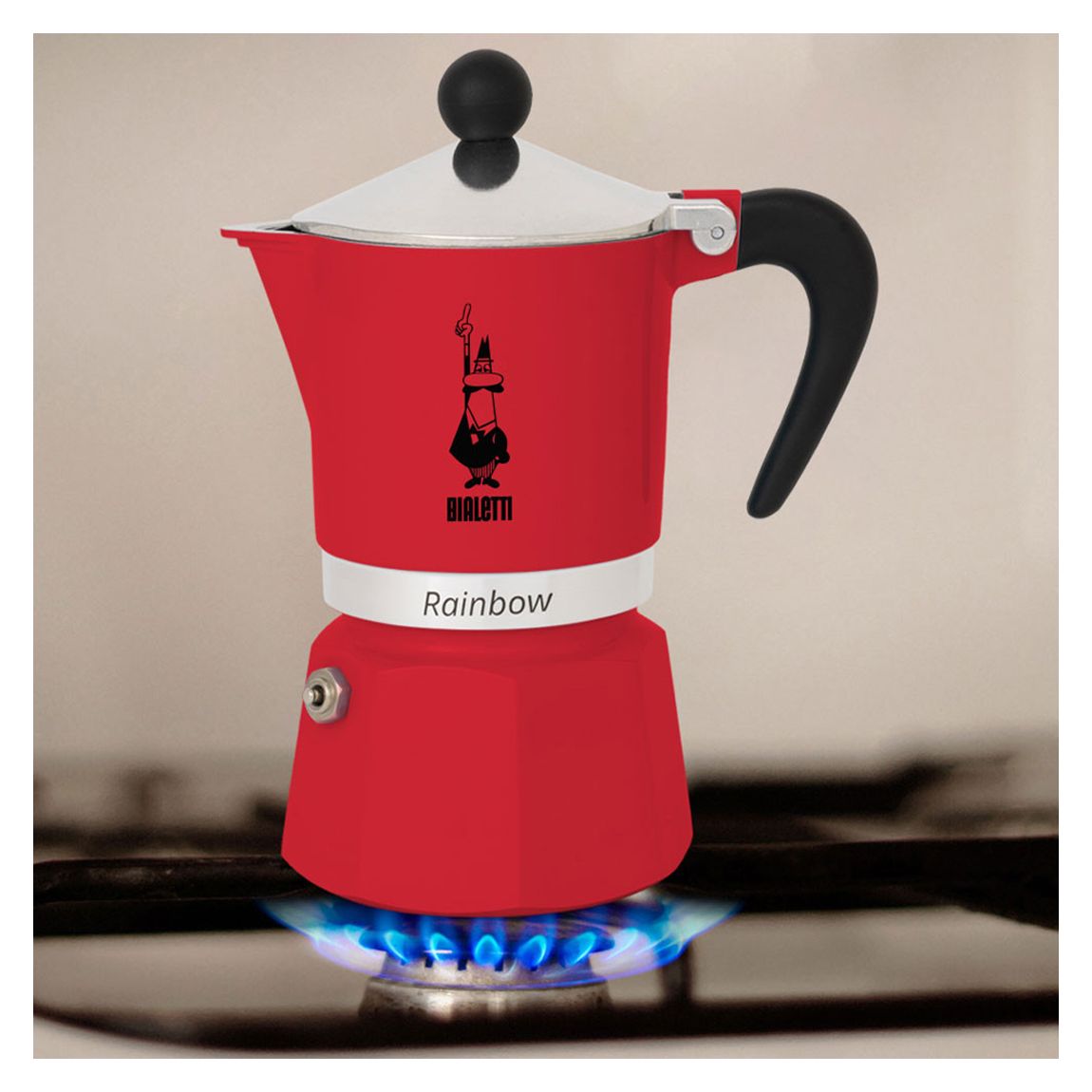 3 Cup Bialetti Red Rainbow Aluminium Stovetop Coffee Maker main product photo
