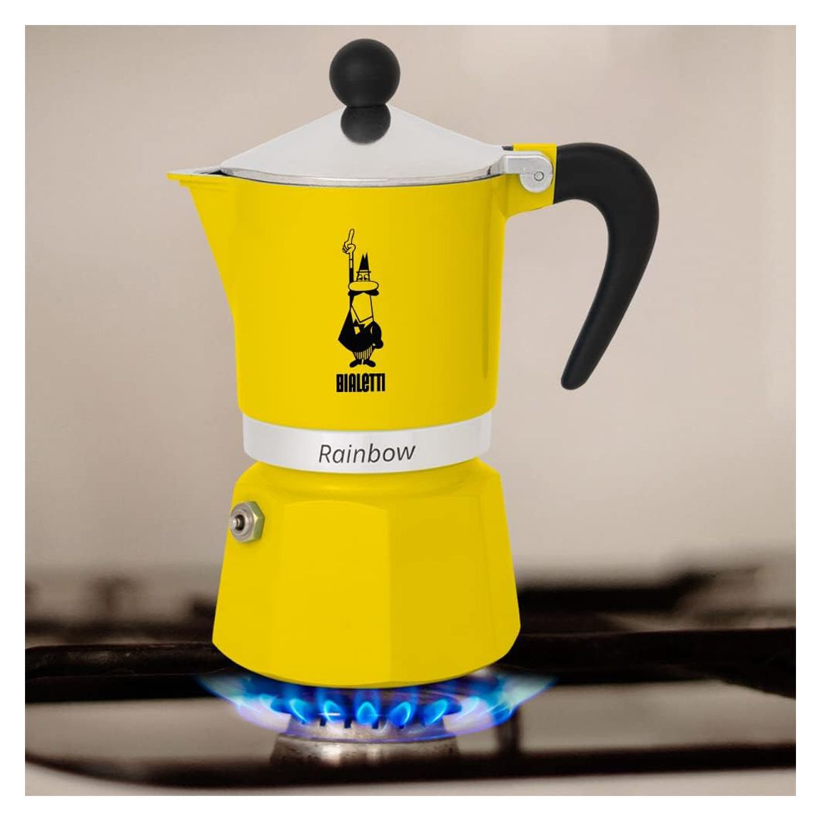 3 Cup Bialetti Yellow Rainbow Aluminium Stovetop Coffee Maker main product photo