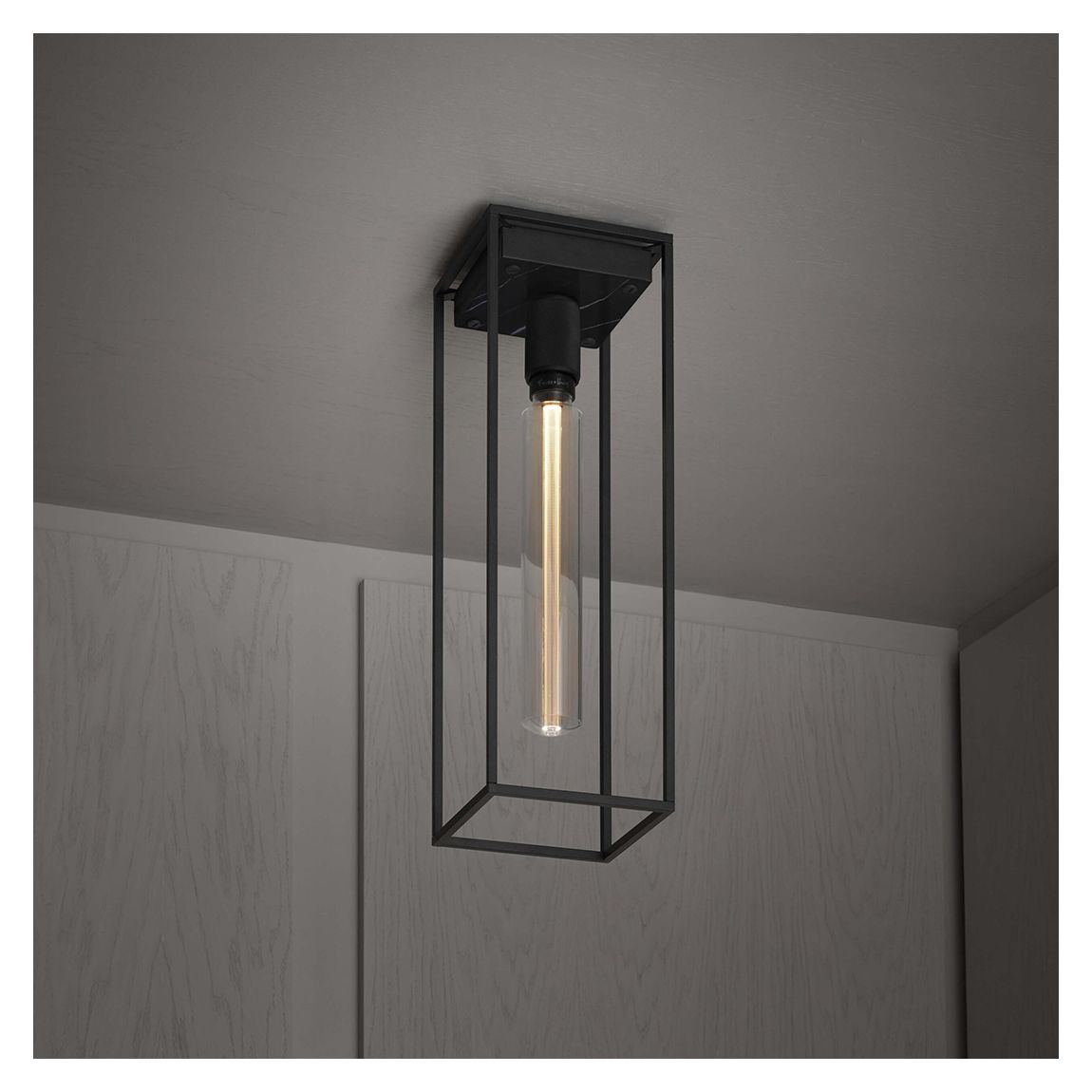Caged Ceiling Light in Black Marble, Large main product photo