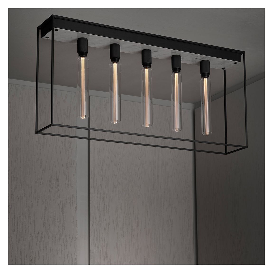 Caged Ceiling Light in White Marble, 5.0 main product photo