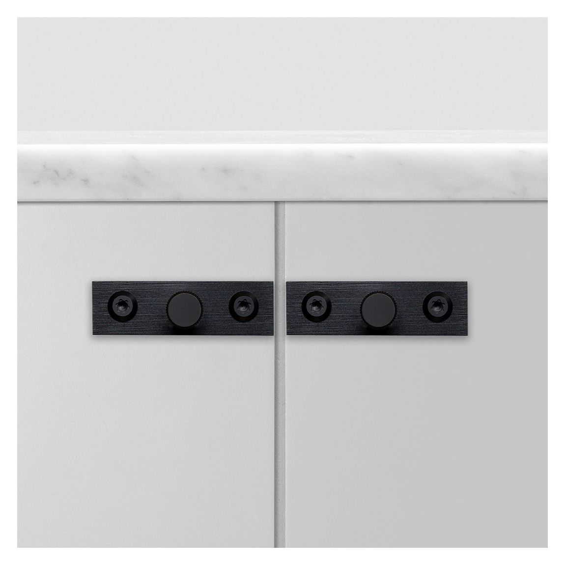Fixed Furniture Knobs with Linear Plate in Black, Set of 2 main product photo