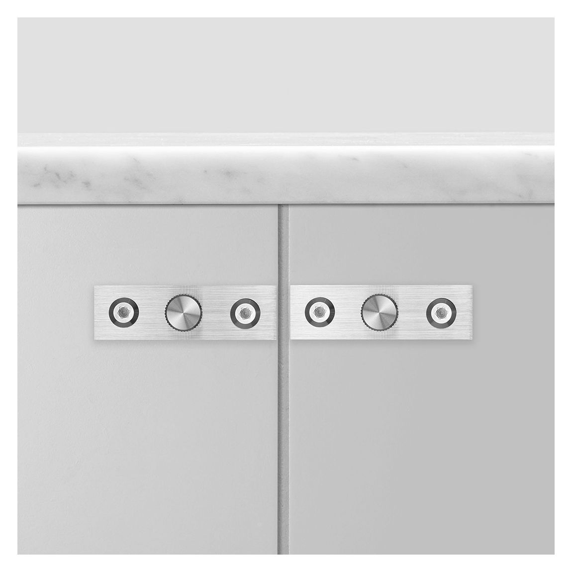 Fixed Furniture Knobs with Linear Plate in Steel, Set of 2 main product photo