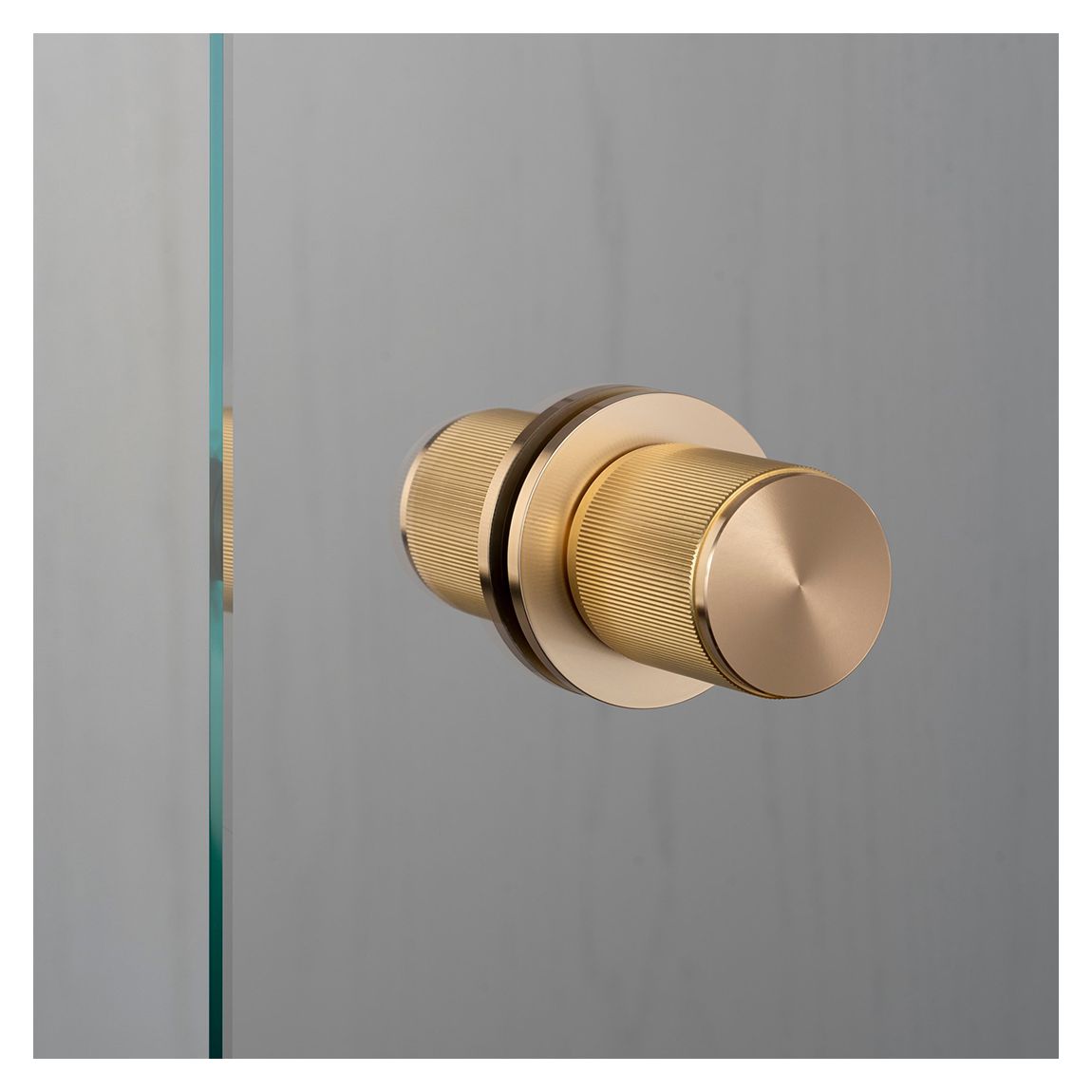 Fixed Linear Door Knob in Brass, Double-sided main product photo