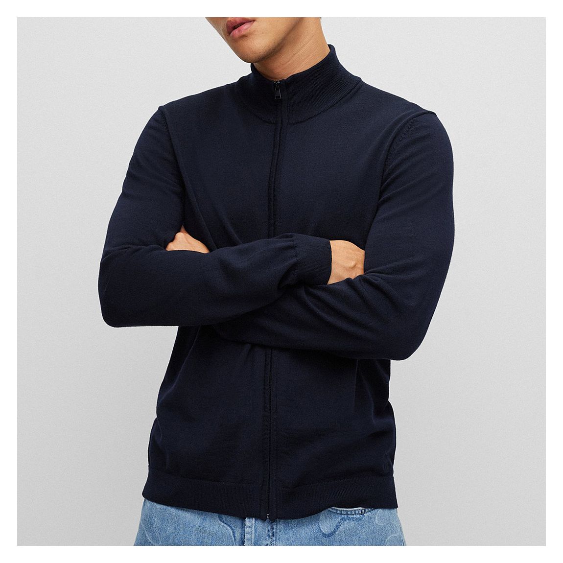 Navy Jorge Wool Zipped Jumper main product photo