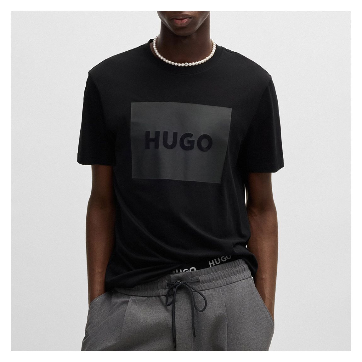 Black/Grey Dulive Box Logo Cotton T-Shirt main product photo