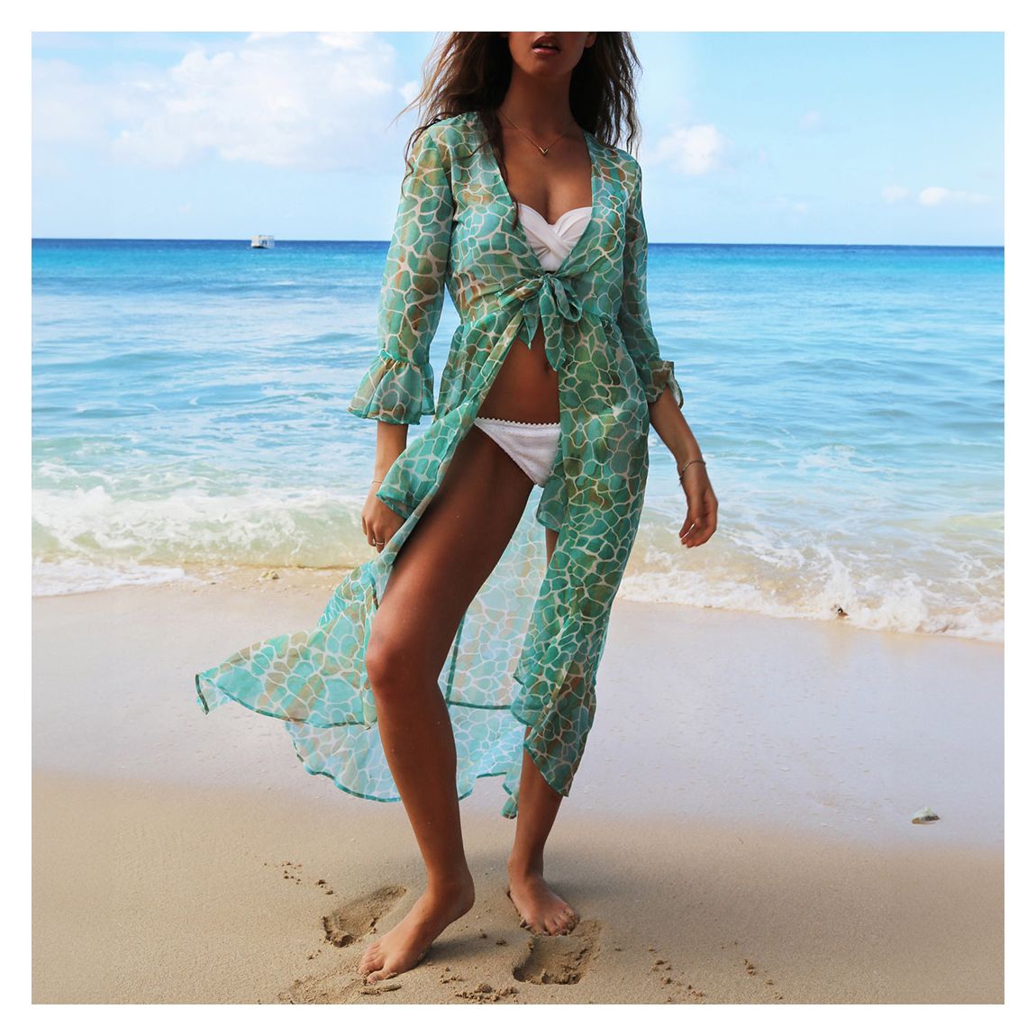 Aqua Pebbles Tahiti Kimono Dress main product photo