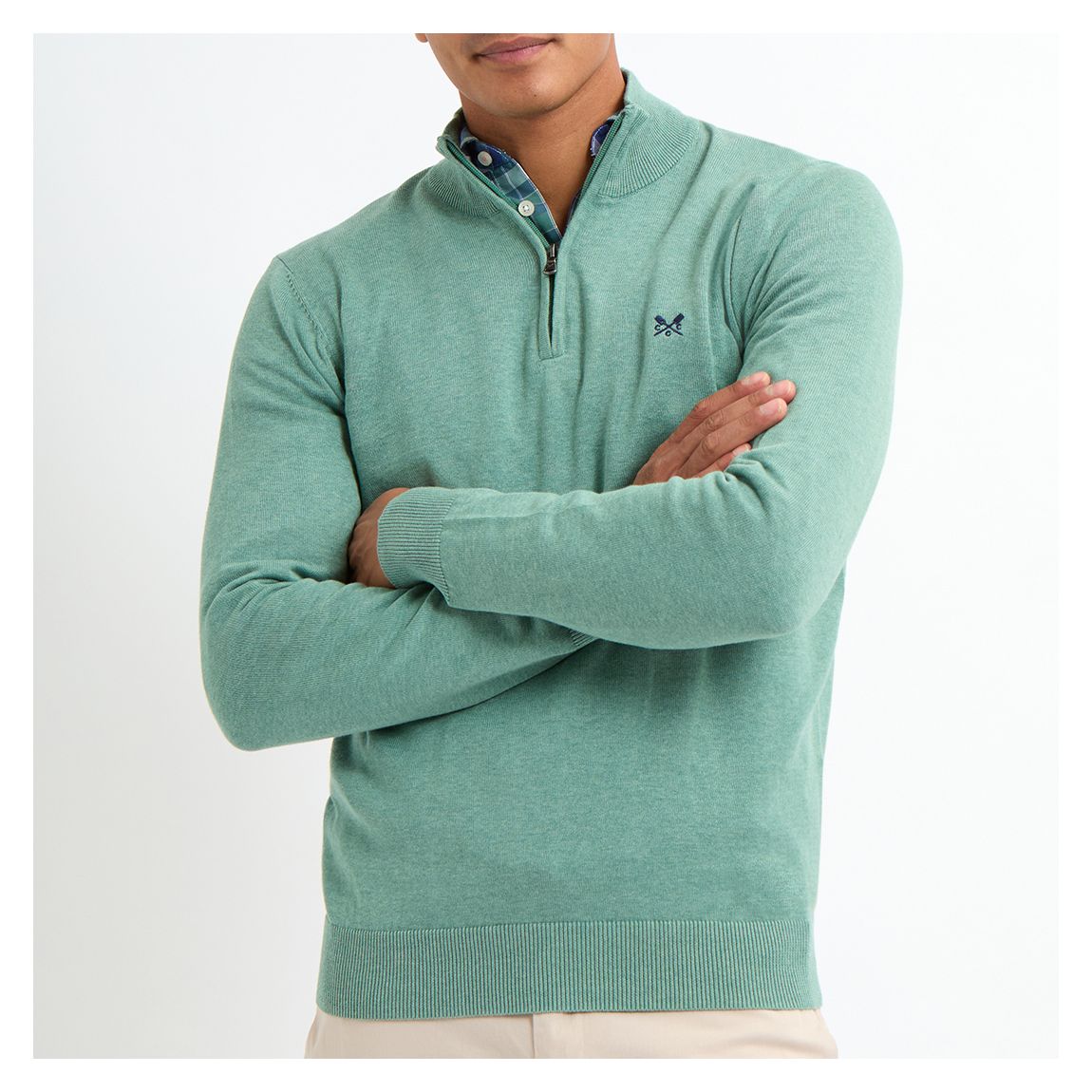Green Cotton Half Zip Sweatshirt main product photo