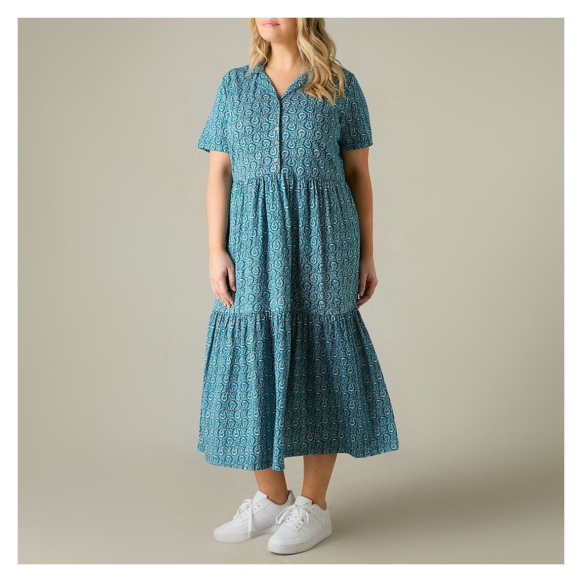 Green Paisley Print Jersey Shirt Dress main product photo