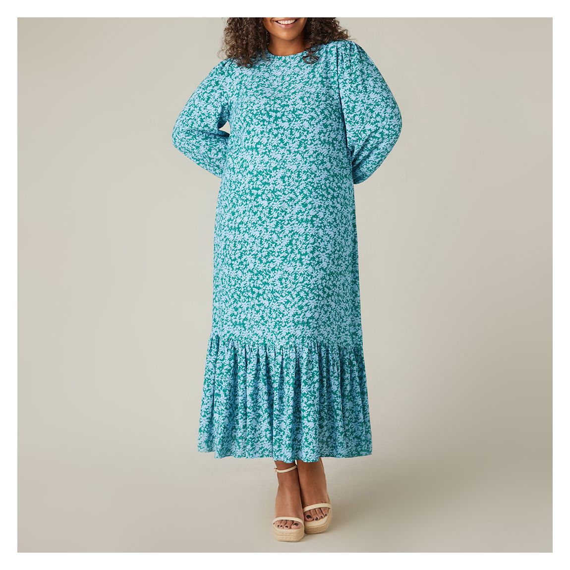 Multi Ditsy Print Tiered Midi Dress main product photo