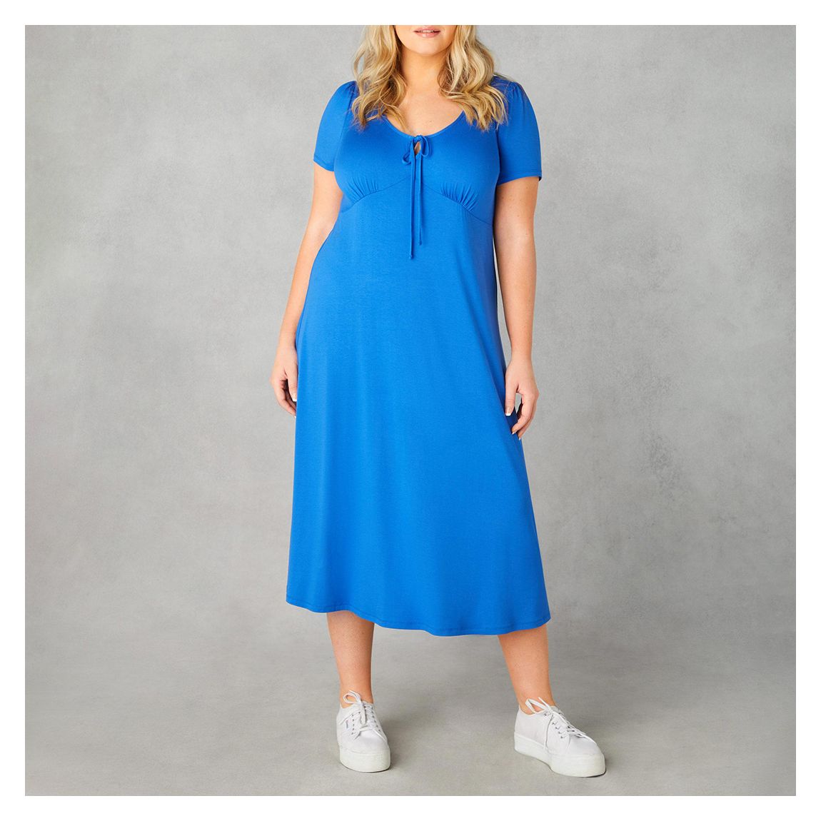 Blue Jersey Tie Front Midaxi Dress main product photo
