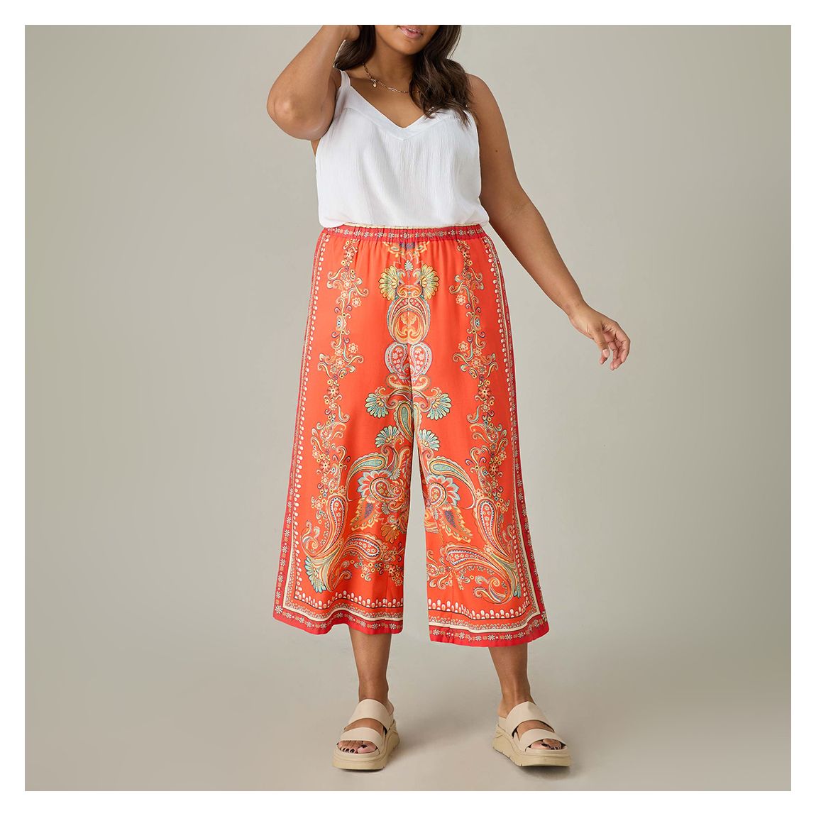 Multi Scarf Print Cropped Trouser main product photo