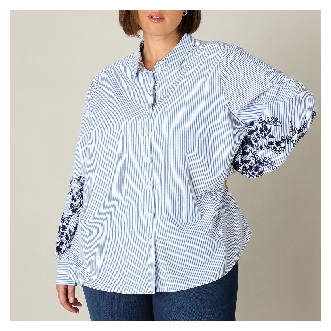 Blue Stripe Embroidered Shirt main product photo