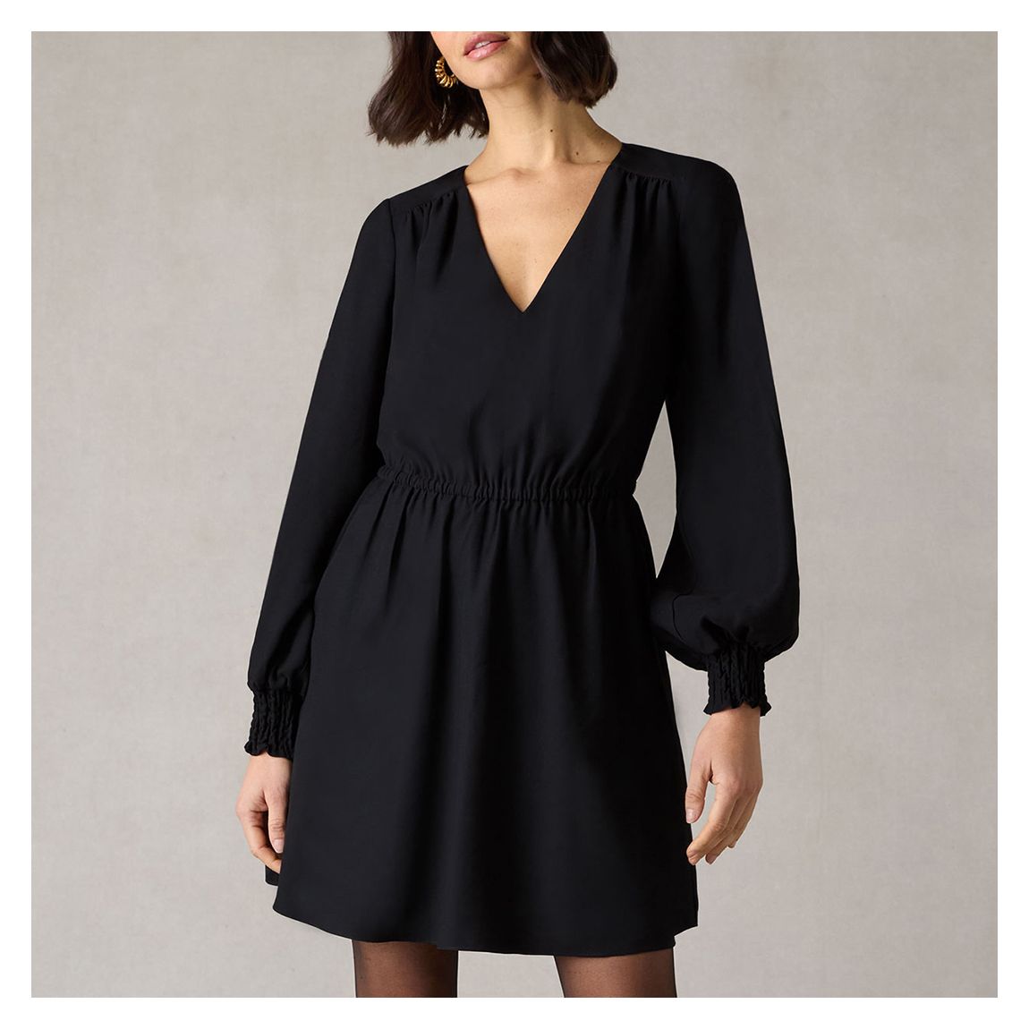 Black V Neck Short Dress main product photo