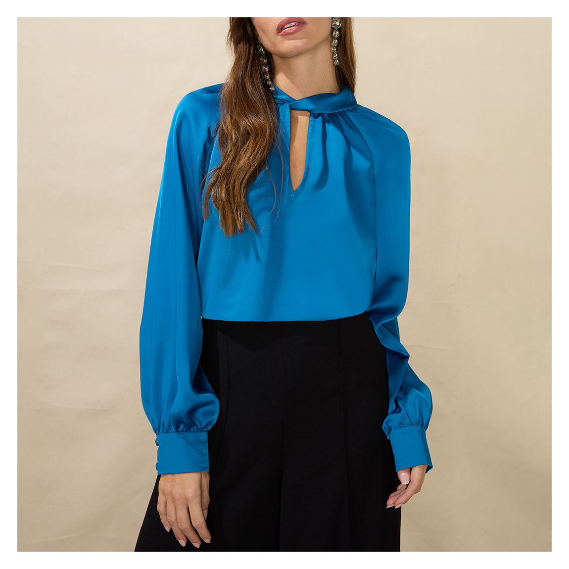 Blue Twist Neck Blouse main product photo
