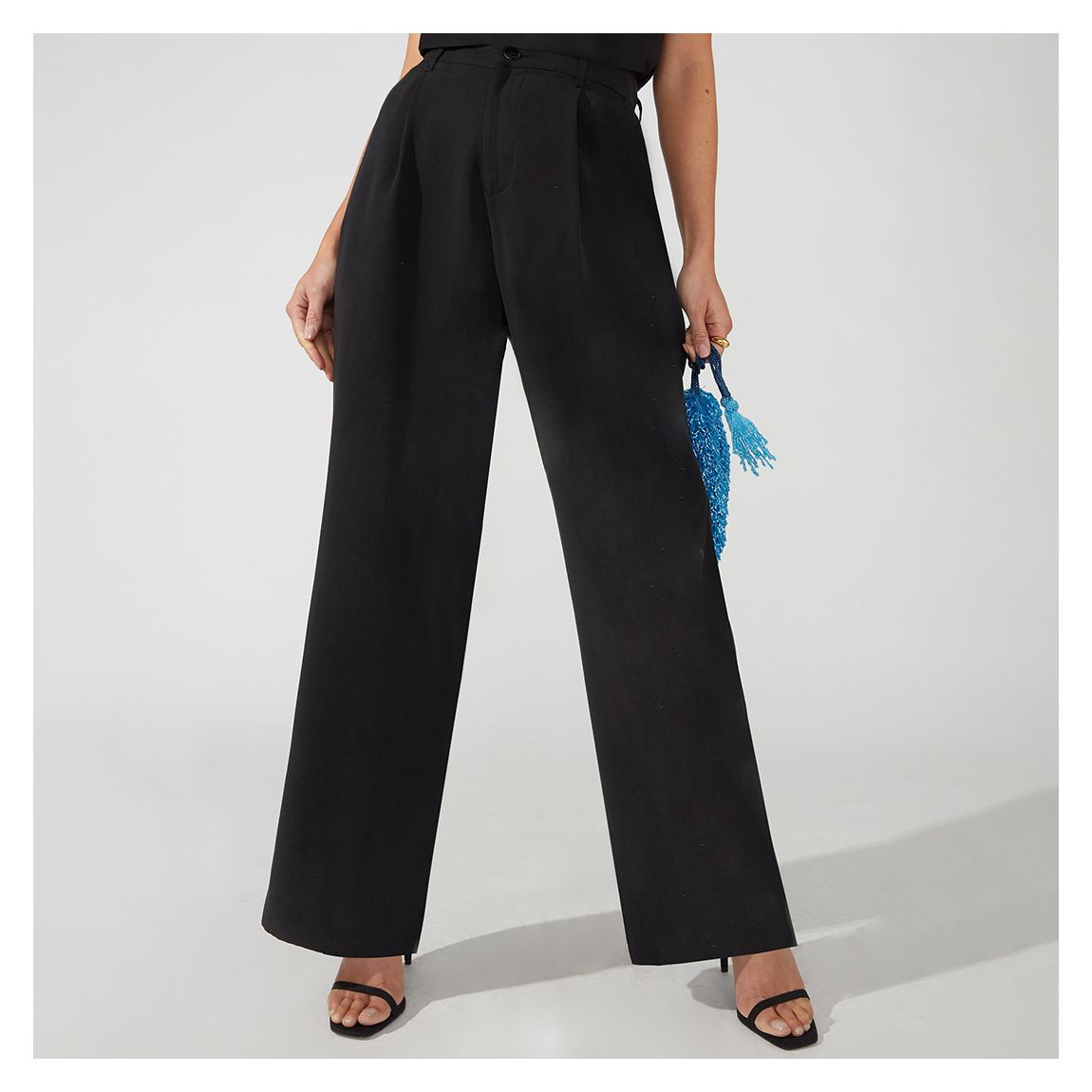 Black Lyocell Wide Leg Trousers main product photo