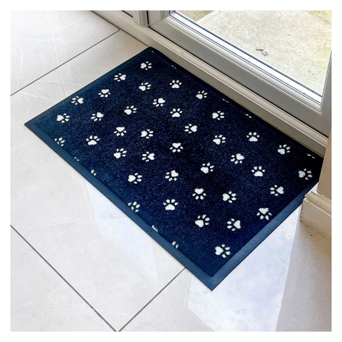 Paw Print 50 x 75 cm Doormat, Black & White main product photo